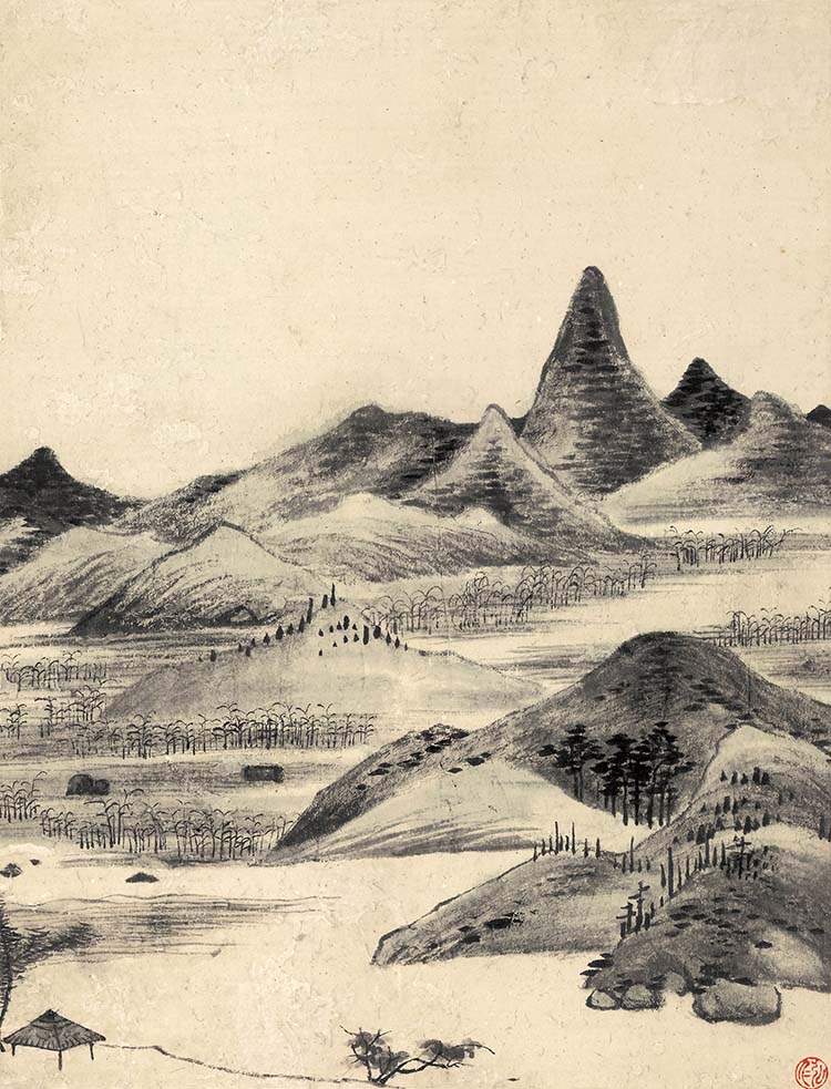 清代 弘仁 山水八开册页07 高清图下载