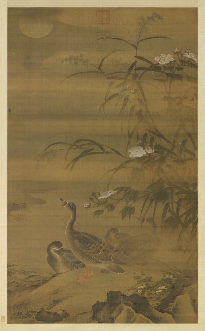 明 吕纪 秋渚水禽图轴 高清图下载