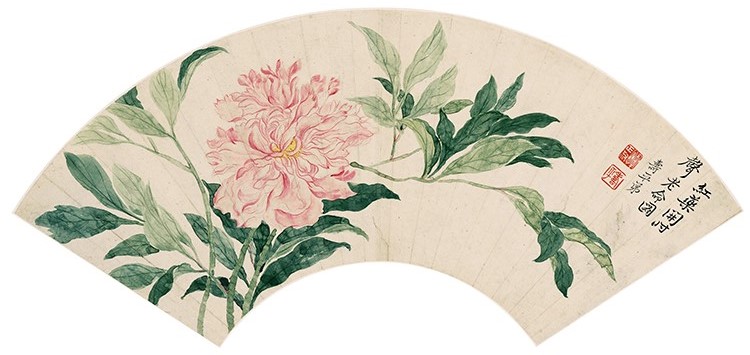 清 恽寿平-山水花卉八开-2芍药扇面