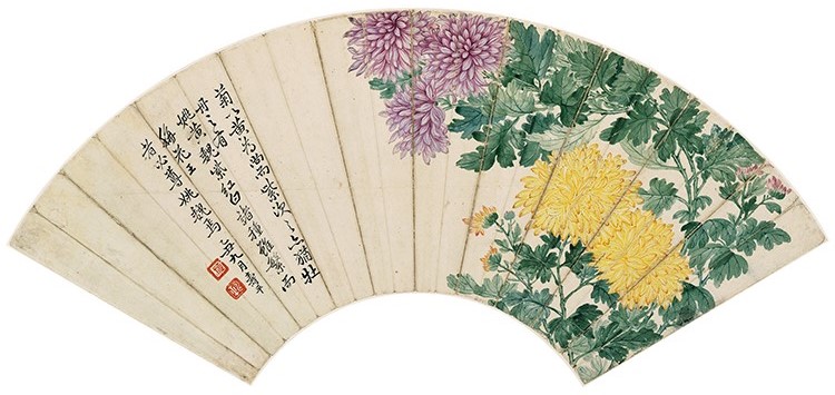 清 恽寿平-山水花卉八开-5菊花扇面 高清图下载