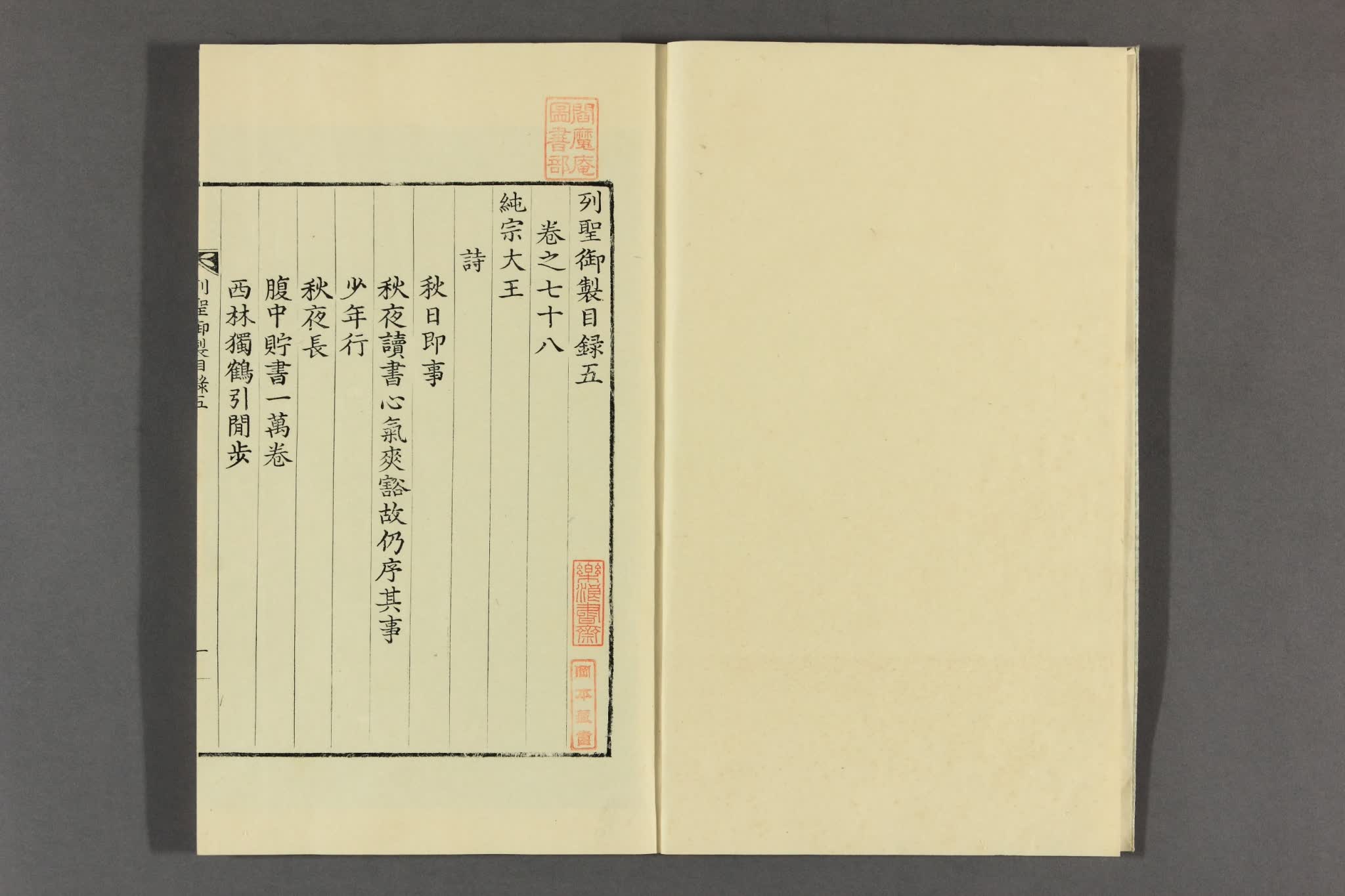 純宗御製. 目録,第1-6冊,別編 [純祖] [撰]