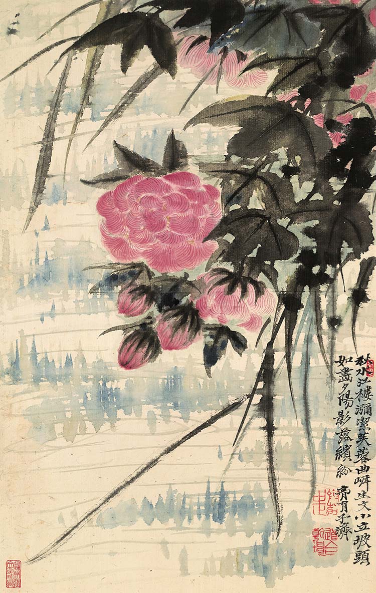 清 石涛 山水花卉八开-05芙蓉 高清图下载