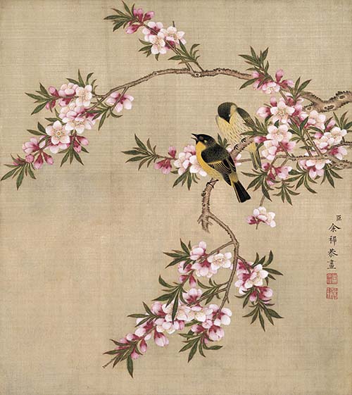 清 余穉 花鸟图十二开09 黄莺 高清图下载