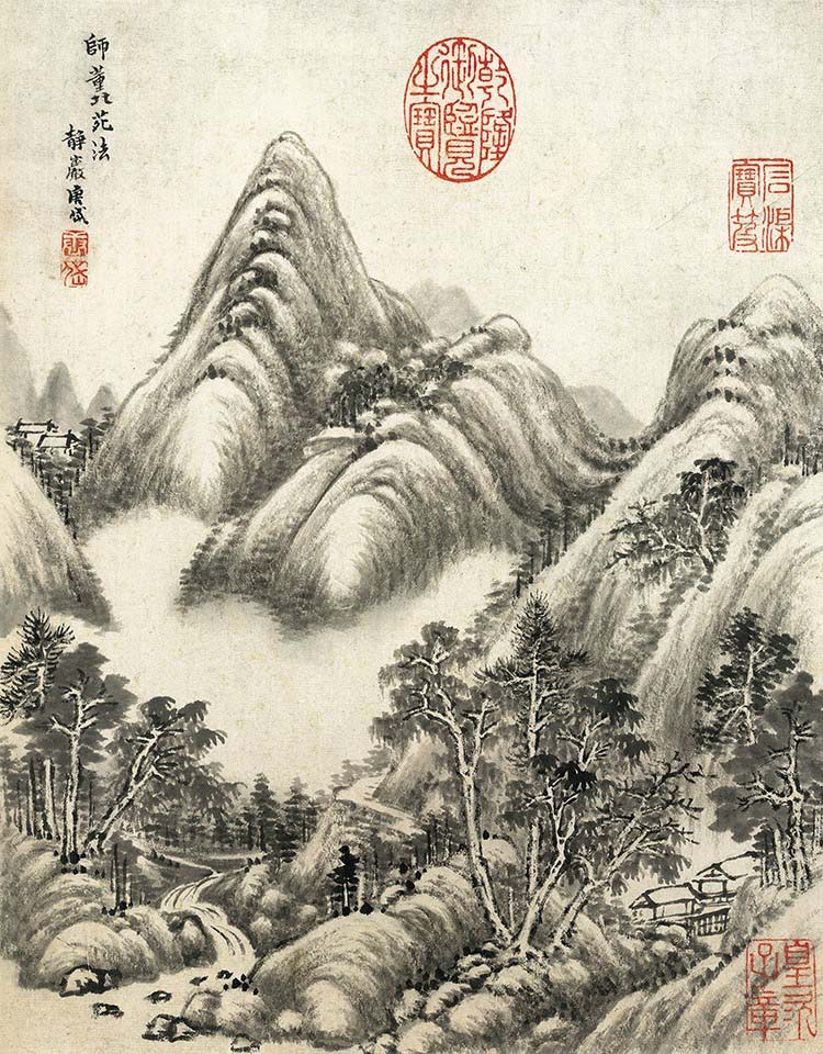 清 唐岱 仿古山水册01 高清图下载