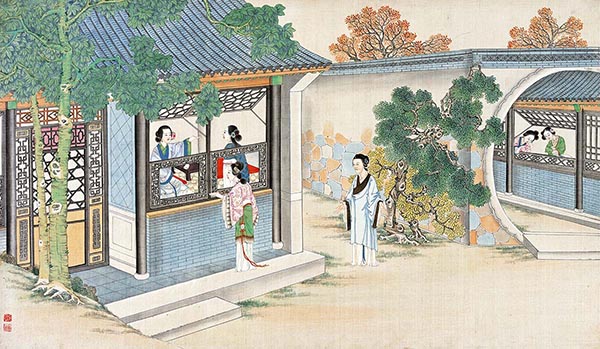 清 孙温 红楼梦图册55 仕女图高清图下载