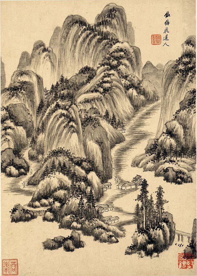 清 王鉴 仿古山水二册二十开-4仿梅花道人 高清图下载