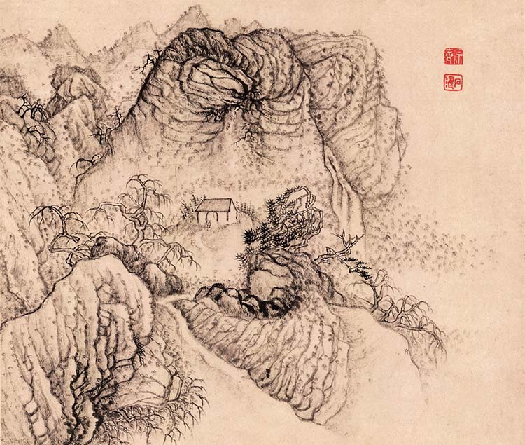 清 石涛 设色山水十二开 (10)高清图下载