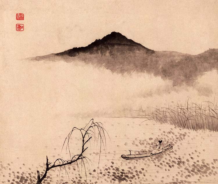 清 石涛 设色山水十二开 (3)高清图下载