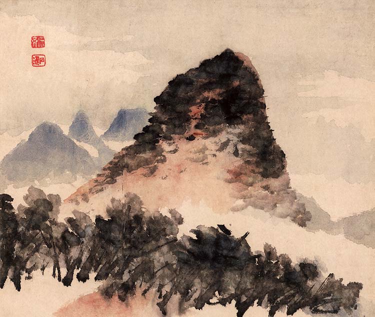 清 石涛 设色山水十二开 (4)高清图下载