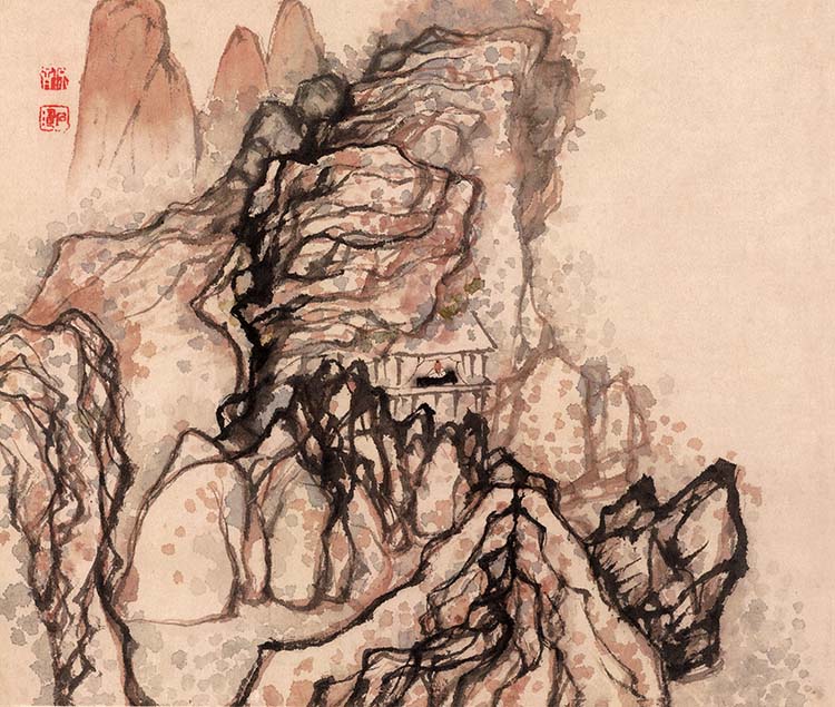 清 石涛 设色山水十二开 (6)高清图下载