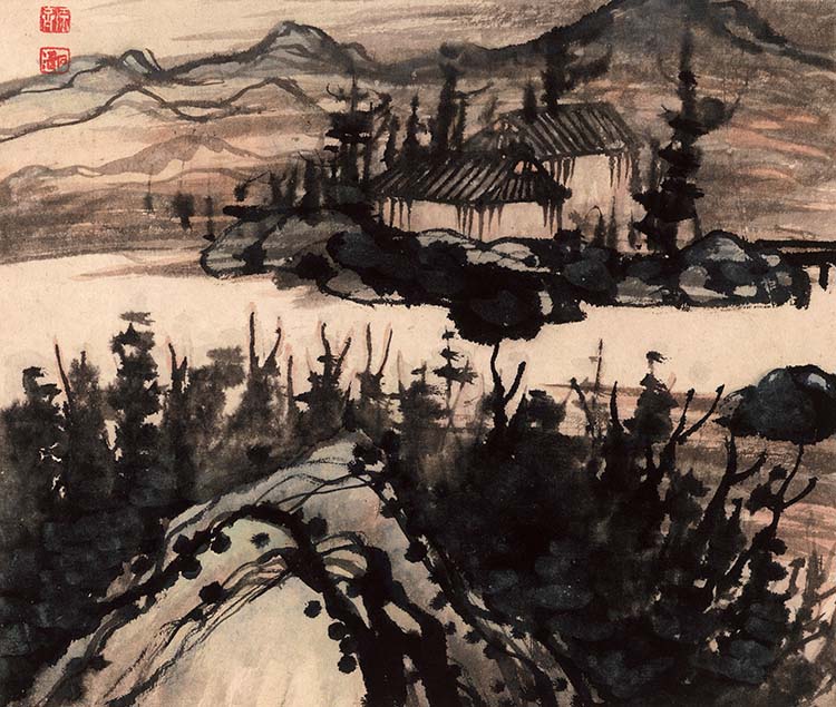 清 石涛 设色山水十二开 (7)高清图下载