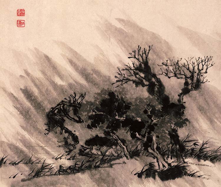 清 石涛 设色山水十二开 (8)高清图下载