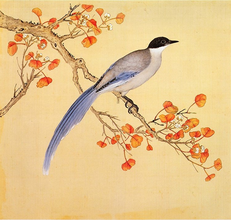 清 余省 临鸟谱11 红叶小鸟 国画花鸟画 高清图下载