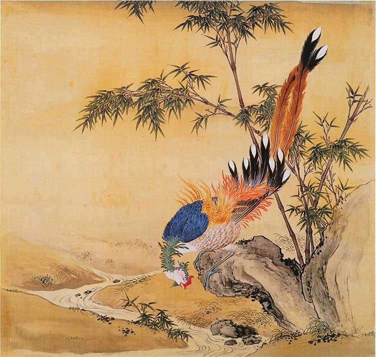 清 余省 临鸟谱02 凤凰竹子 国画花鸟画 高清图下载