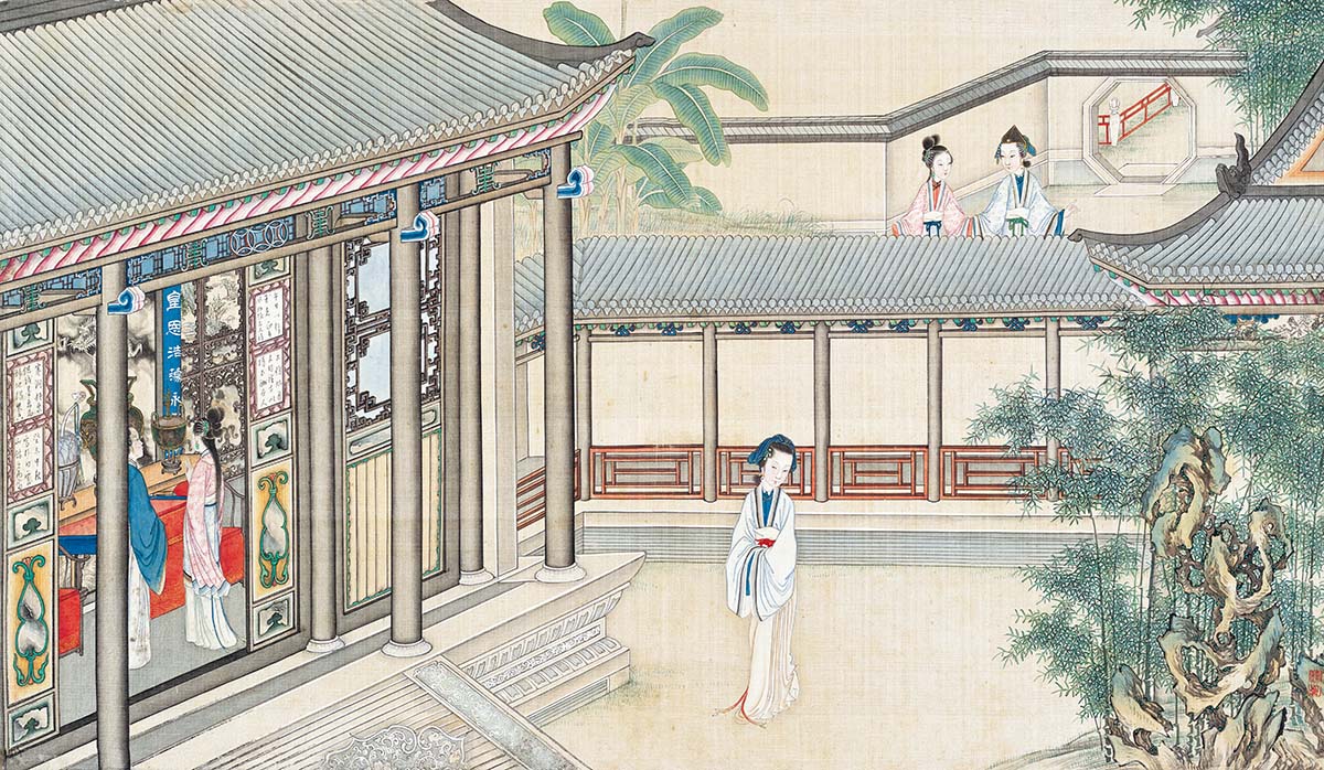 清 孙温 红楼梦图册103 仕女图国画人物高清图下载