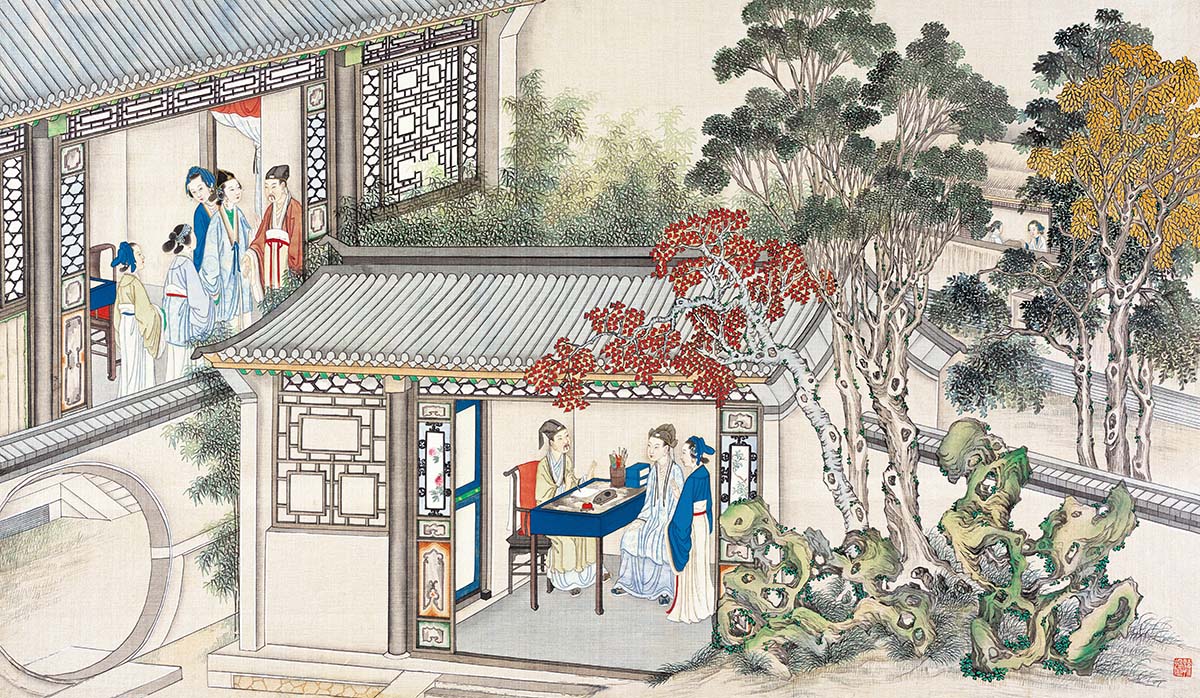 清 孙温 红楼梦图册113 仕女图国画人物高清图下载