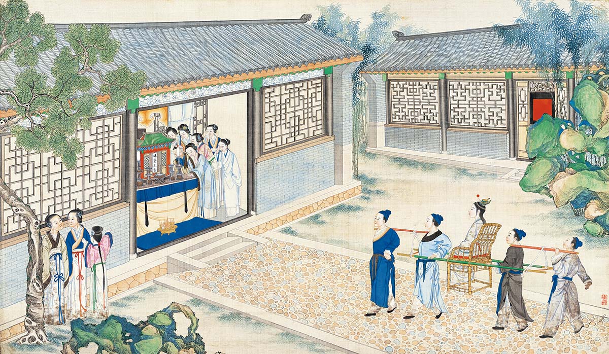 清 孙温 红楼梦图册166 仕女图国画人物高清图下载