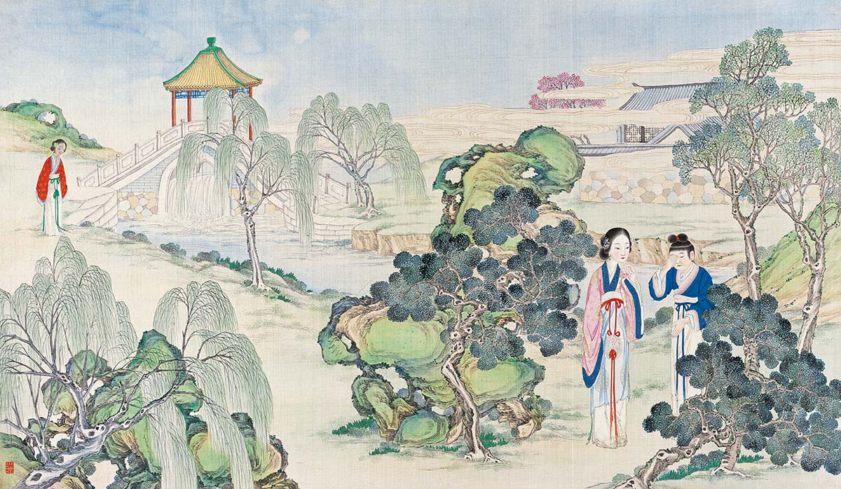 清 孙温 红楼梦图册168 仕女图国画人物高清图下载