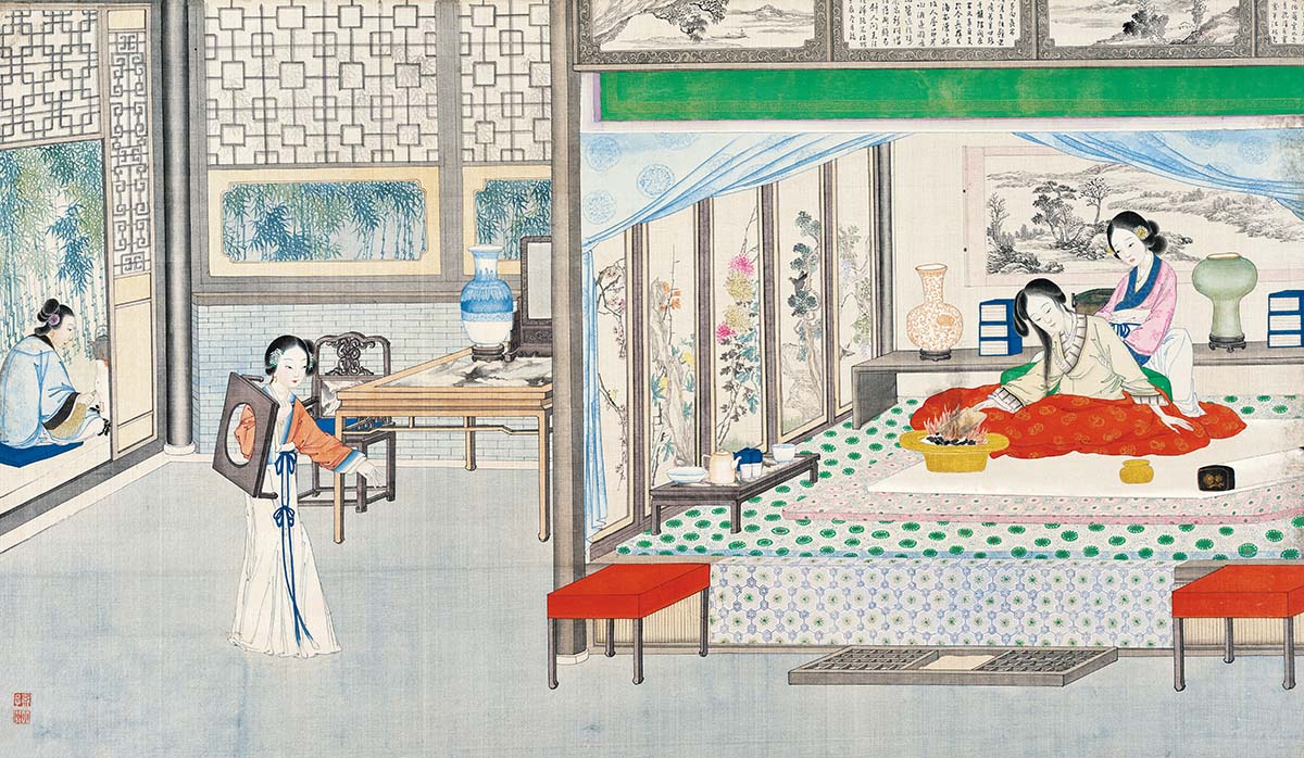 清 孙温 红楼梦图册169 仕女图国画人物高清图下载