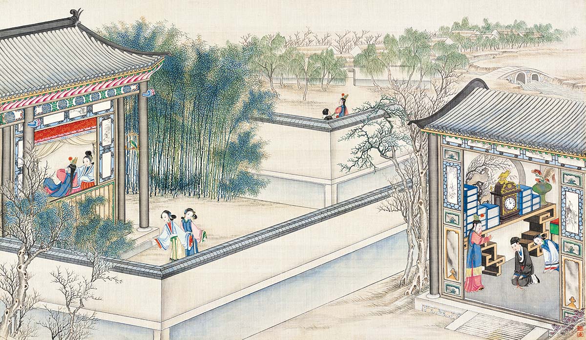 清 孙温 红楼梦图册174 仕女图国画人物高清图下载