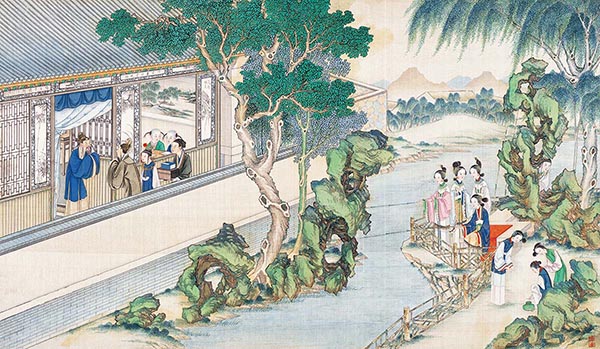 清 孙温 红楼梦图册84 仕女图国画人物故事情节