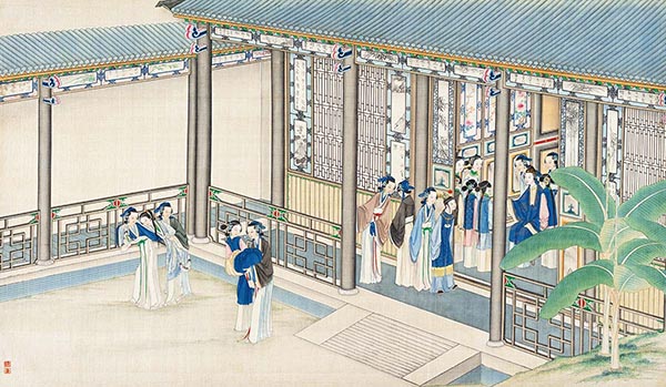 清 孙温 红楼梦图册85 仕女图国画人物故事情节